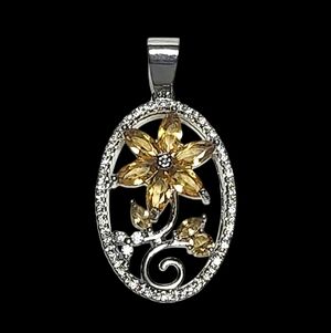2.10 ctw Citrine & Topaz Sterling Silver Flower Pendant NEW